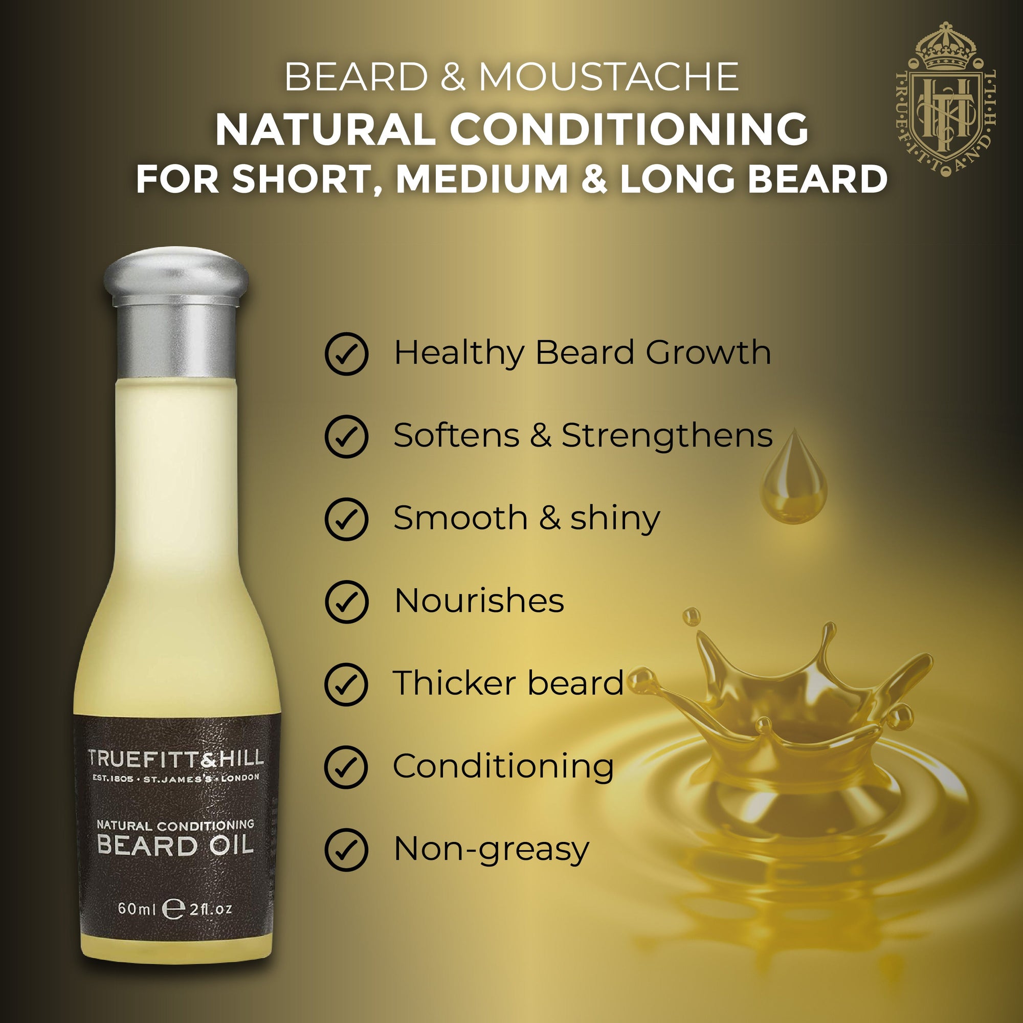 Truefitt & Hill Natural Conditioning Beard Oil 60ml - Truefitt & Hill India