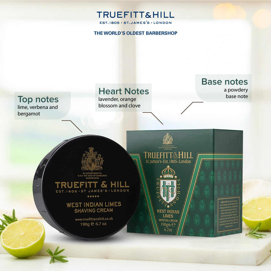 Truefitt & Hill West Indian Limes Shaving Cream Bowl for Men 190gm - Truefitt & Hill India