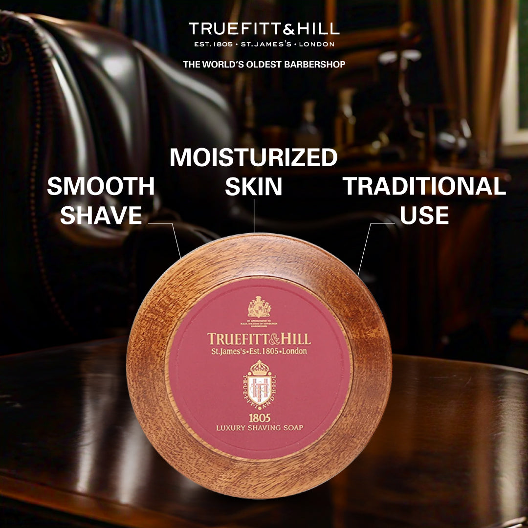 Truefitt & Hill 1805 Luxury Shaving Soap Wooden Bowl for Men99gm - Truefitt & Hill India