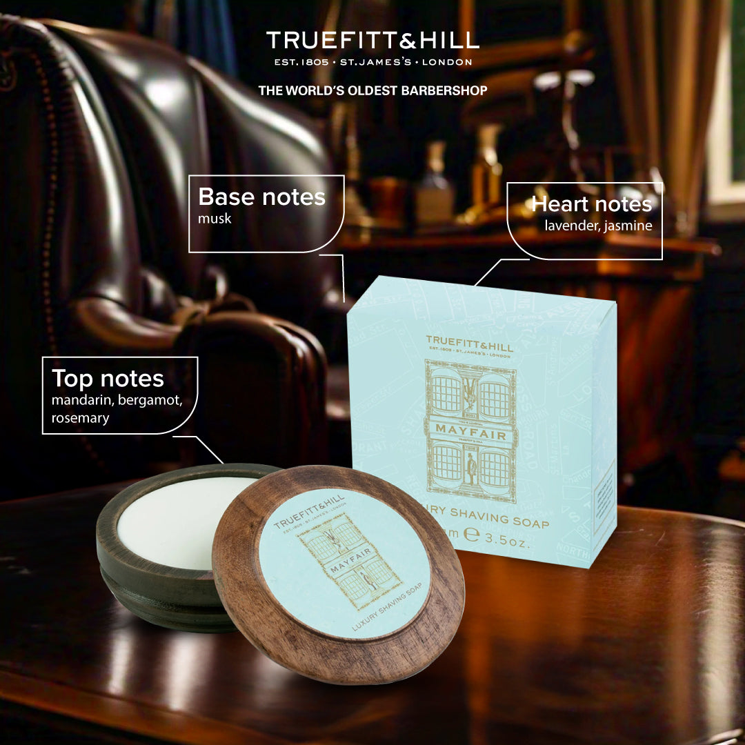 Truefitt & Hill Mayfair Shaving soap in Wooden Bowl for Men 100gm - Truefitt & Hill India