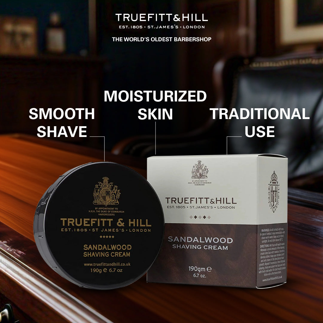 Truefitt & Hill Sandalwood Shaving Cream Bowl for Men 190gm - Truefitt & Hill India
