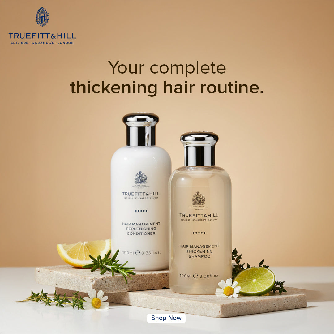 Truefitt & Hill Luxury Hair Care Gift Set | Thickening Shampoo 100 ml & Replenishing Conditioner 1000 ml