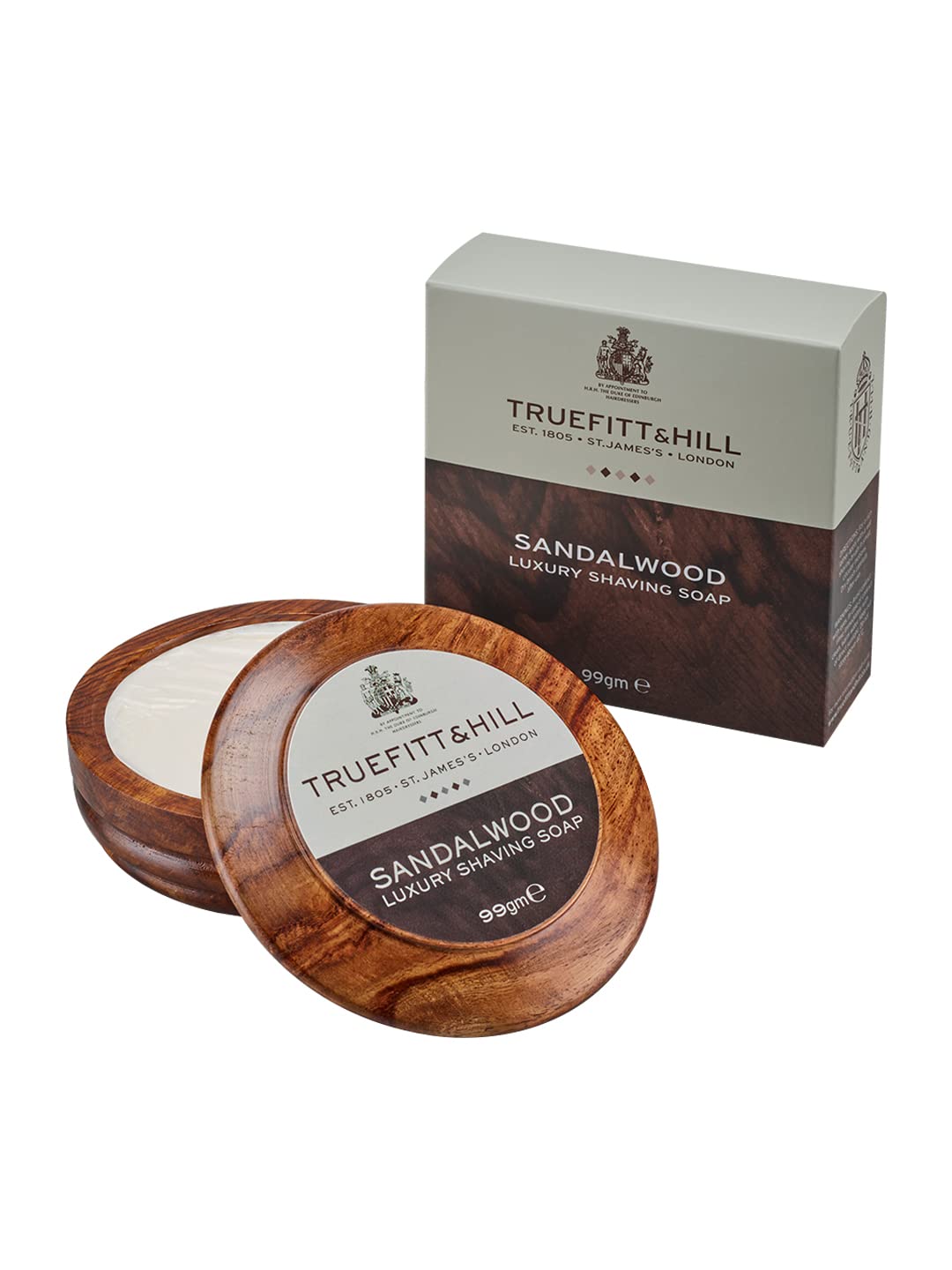 Truefitt & Hill Sandalwood Luxury Shaving Soap in Wooden Bowl  for Men 100gm - Truefitt & Hill India
