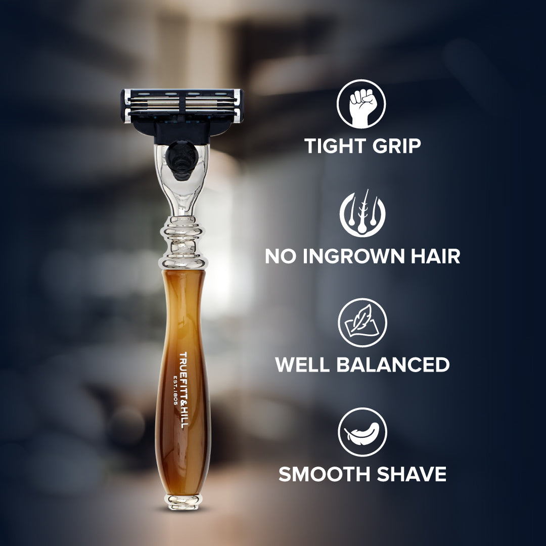 Truefitt & Hill Faux Horn Fusion Shaving Razor Chrome Wellington - Truefitt & Hill India