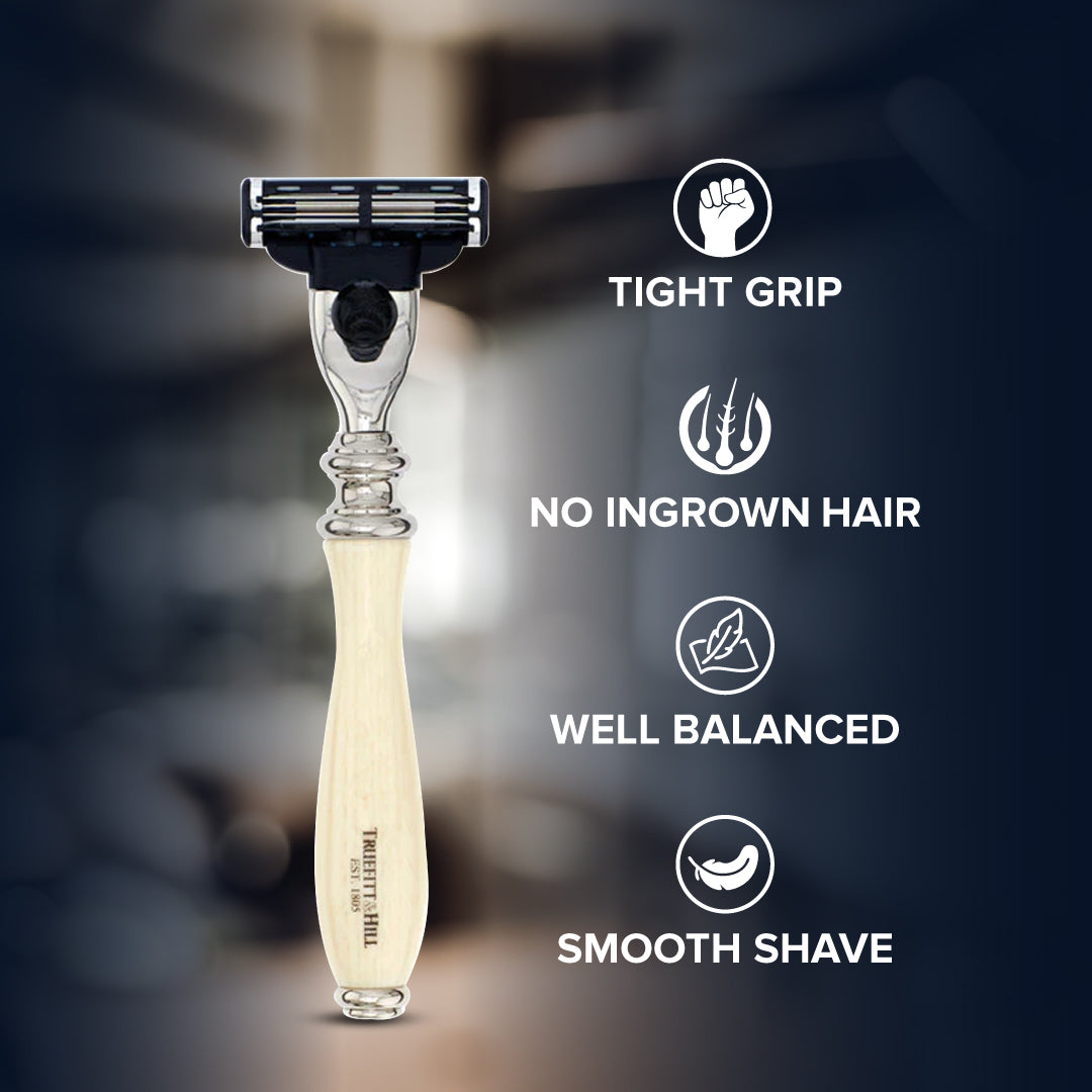 Truefitt & Hill Faux Horn Fusion Shaving Razor Chrome Wellington - Truefitt & Hill India