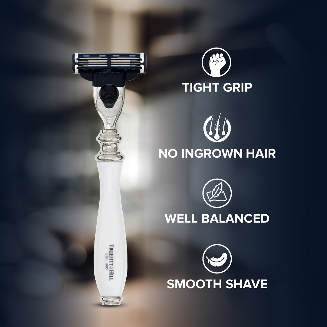 Truefitt & Hill Faux Horn Fusion Shaving Razor Chrome Wellington - Truefitt & Hill India