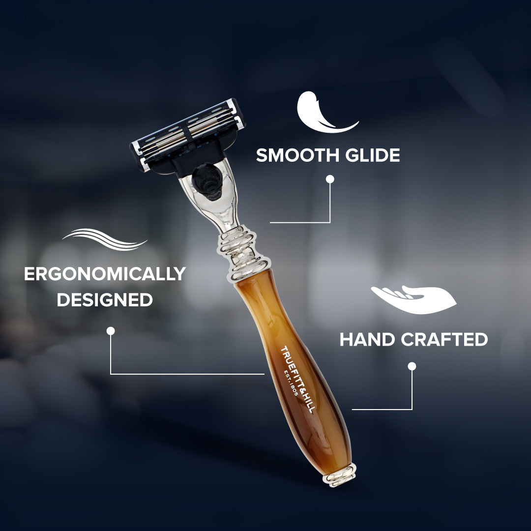 Truefitt & Hill Faux Horn Fusion Shaving Razor Chrome Wellington - Truefitt & Hill India