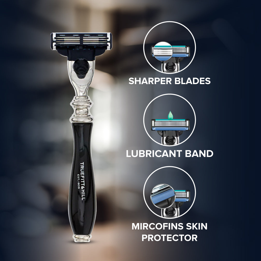 Truefitt & Hill Faux Horn Fusion Shaving Razor Chrome Wellington - Truefitt & Hill India