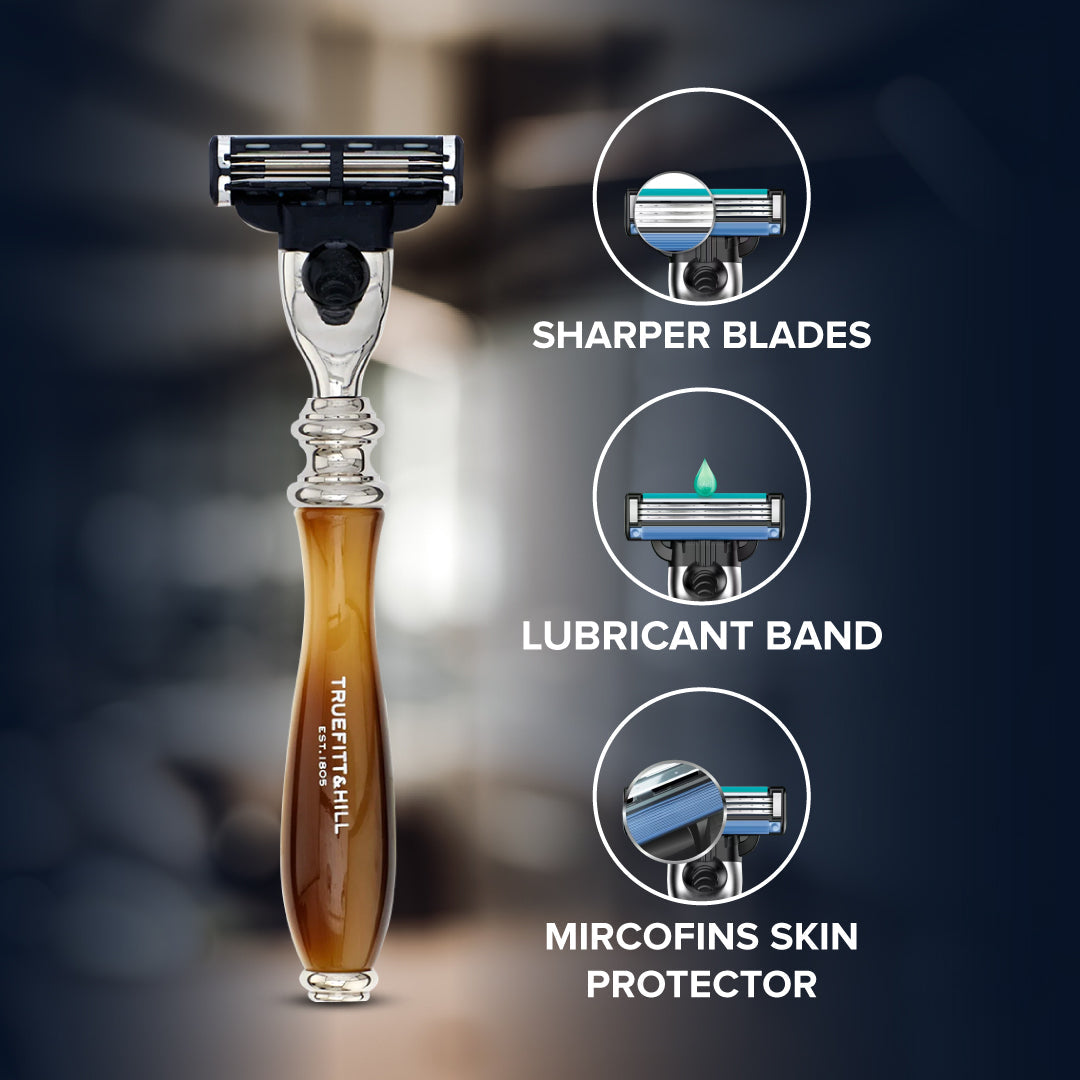 Truefitt & Hill Faux Horn Fusion Shaving Razor Chrome Wellington - Truefitt & Hill India
