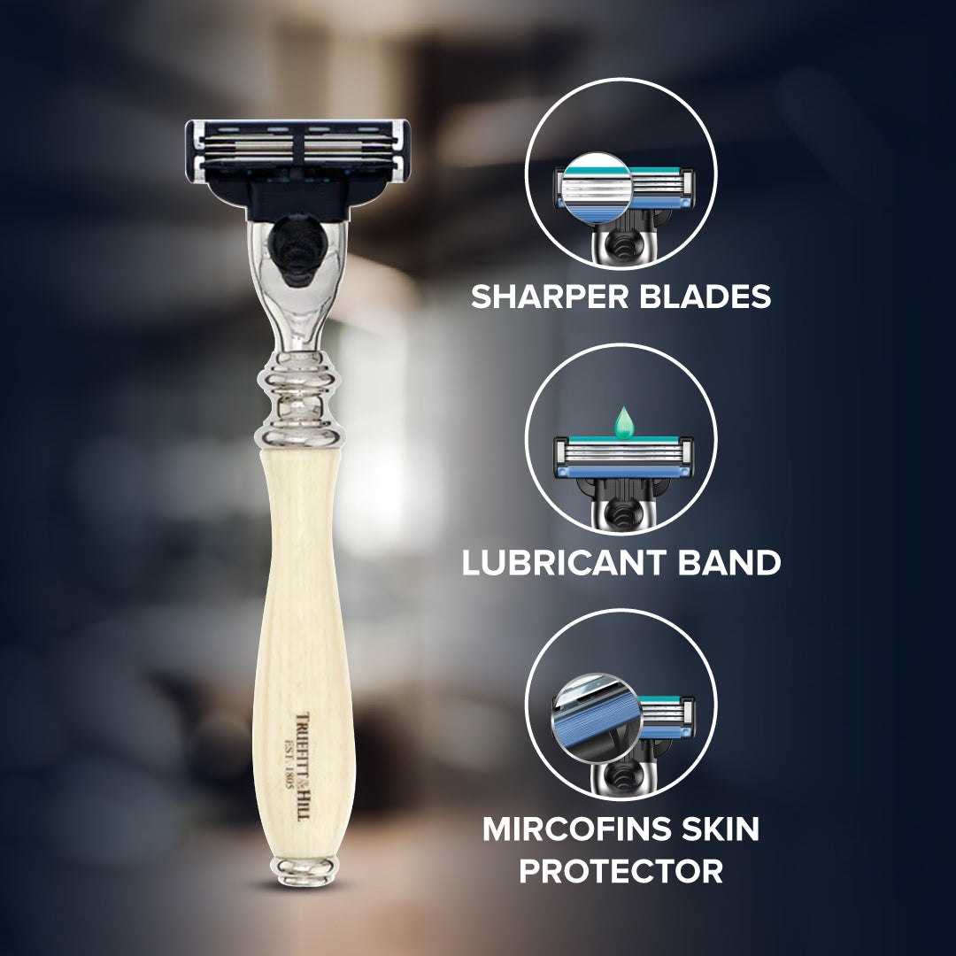Truefitt & Hill Faux Horn Fusion Shaving Razor Chrome Wellington - Truefitt & Hill India
