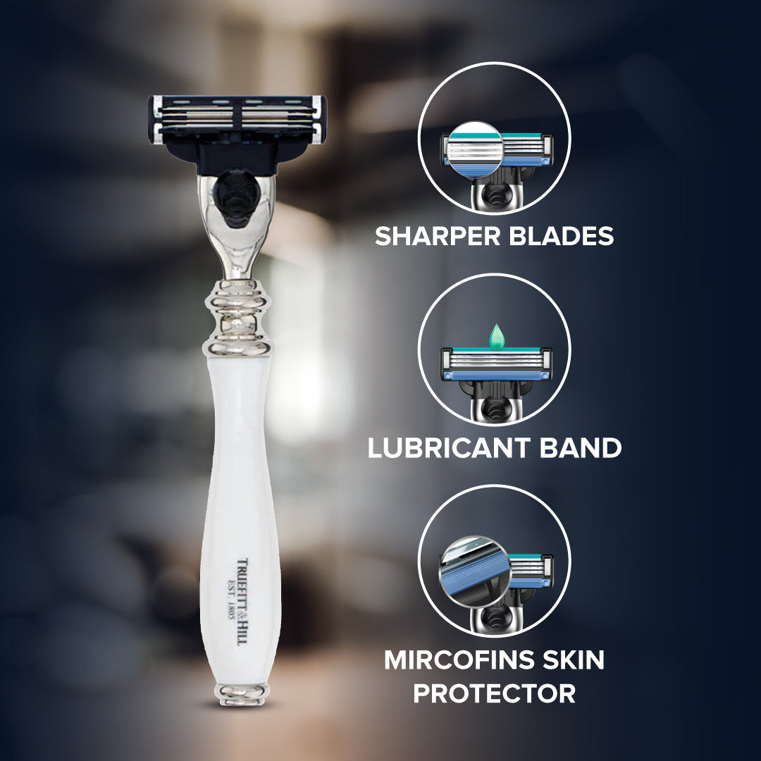 Truefitt & Hill Faux Horn Fusion Shaving Razor Chrome Wellington - Truefitt & Hill India